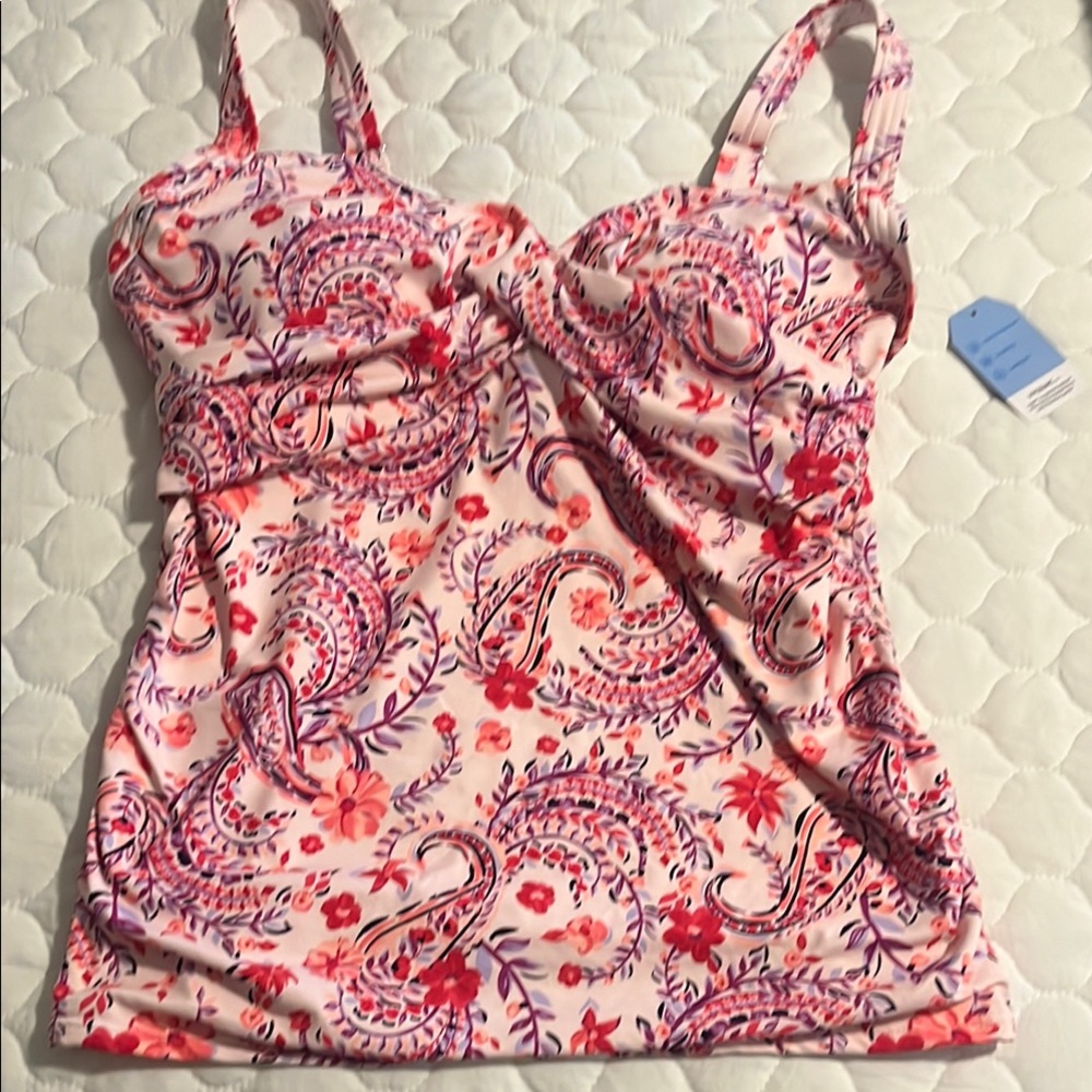 Lands' End Pink and Red Swim Camisole